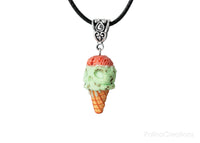 PolinaCreations Skull Ice Cream Cone Necklace, Spooky Skull Mint Chocolate Chip Ice Cream Waffle Cone Necklace Brain Jewelry Blood Necklace Skull Jewelry ice cream jewelry ice cream charm polymer clay jewelry fake food jewelry miniature food jewelry mini food charm mint green jewelry mint necklace mint charm brain charm skull charm blood charm polina creations gift for her gift for woman for girl