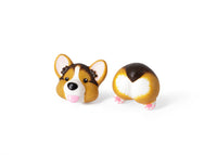 Handmade Tri-Color Corgi Dog Stud Earrings