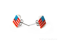 Handmade American Flag Cake Stud Earrings, 4th of July Gift