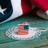 Handmade American Flag Cake Necklace, 4th of July Gift