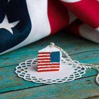 Handmade American Flag Cake Necklace, 4th of July Gift