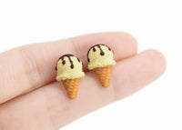 polinacreations Handmade jewelry Vanilla Ice Cream Waffle Cone Stud Earrings, Ice Cream Earrings, Ice Cream Studs Cute Earrings yellow Studs cute earrings white jewelry fake food jewelry polymer clay miniature food jewelry mini food earrings polina creations gift for her gift for woman girls small earrings cute studs hypoallergenic jewelry waffle jewelry ice cream jewelry handcrafted jewellery