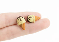 polinacreations Handmade jewelry Vanilla Ice Cream Waffle Cone Stud Earrings, Ice Cream Earrings, Ice Cream Studs Cute Earrings yellow Studs cute earrings white jewelry fake food jewelry polymer clay miniature food jewelry mini food earrings polina creations gift for her gift for woman girls small earrings cute studs hypoallergenic jewelry waffle jewelry ice cream jewelry handcrafted jewellery