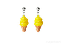 Handmade Yellow Soft Ice Cream Stud Dangle Earrings