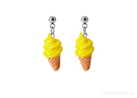Handmade Yellow Soft Ice Cream Stud Dangle Earrings