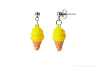 Handmade Yellow Soft Ice Cream Stud Dangle Earrings