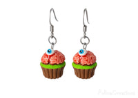 polinacreations blue eyes handmade jewelry Zombie Brain Cupcake Earrings, Halloween Accessories Ripped Eye Earrings Spooky Zombie Jewelry Scary Earrings Brain Jewelry Blood Earrings witch jewelry eye jewelry eyeball earrings