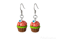 polinacreations blue eyes handmade jewelry Zombie Brain Cupcake Earrings, Halloween Accessories Ripped Eye Earrings Spooky Zombie Jewelry Scary Earrings Brain Jewelry Blood Earrings witch jewelry eye jewelry eyeball earrings
